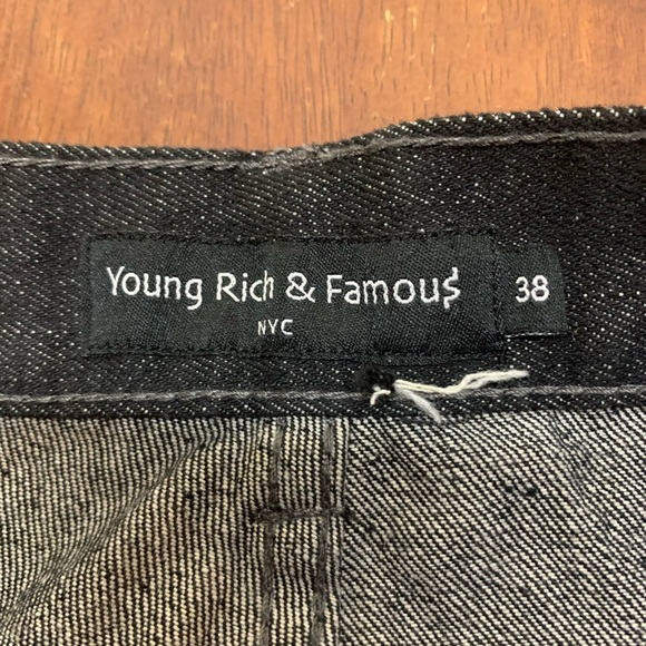 Men’s Young Rich & Famous NYC Black Jeans EUC Embellished Size 38 - Picture 11 of 13
